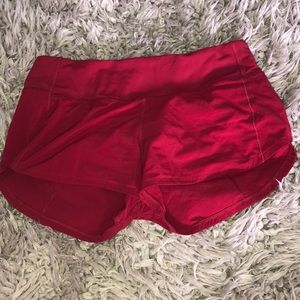 Red size(4) Lululemon speed up shorts WORN ONCE